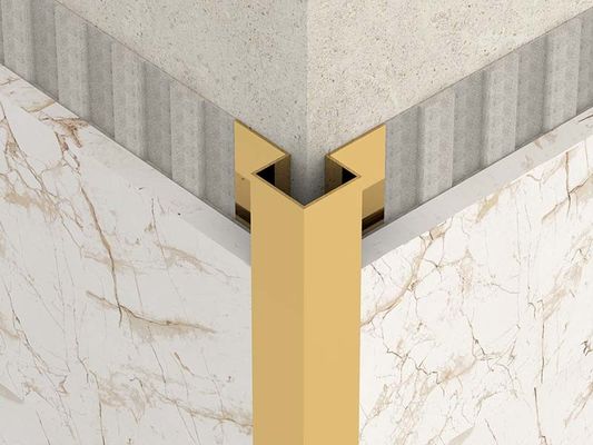 Heldere Gouden 2.5m de Tegelversiering van het Roestvrij staalkwadrant buiten Hoek